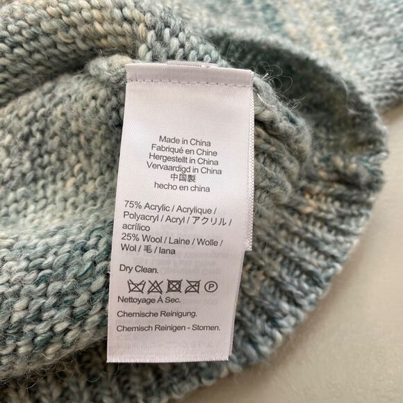 J Crew Chunky Wool Sweater Womens Small Blue Marled High Neck Boxy Crop Oversize - Picture 9 of 13